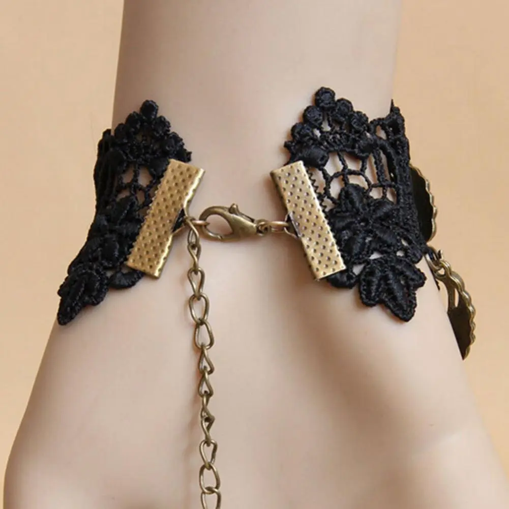 Vintage Classic Gothic Tattoo Lace Choker and Bracelet For Women Black Crystal Pendant Charm Choker Necklaces Boho Jewelry