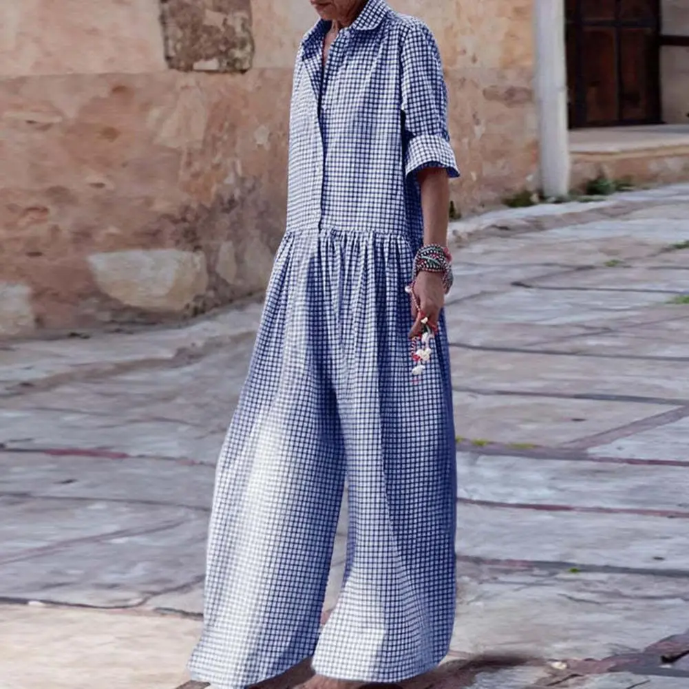 Summer Long  Jumpsuit Cotton Linen Casual Jumpsuits Women 2024 New Striped Loose Maxi Jumpsuit Vacation Clothes For Women