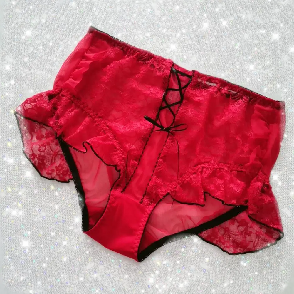 Japanese Style Plus Size Female White Panties Sweet Cross Bow Girl's Lingerie Kawaii Underwear Palace Ruffles Lace Briefs 6XL