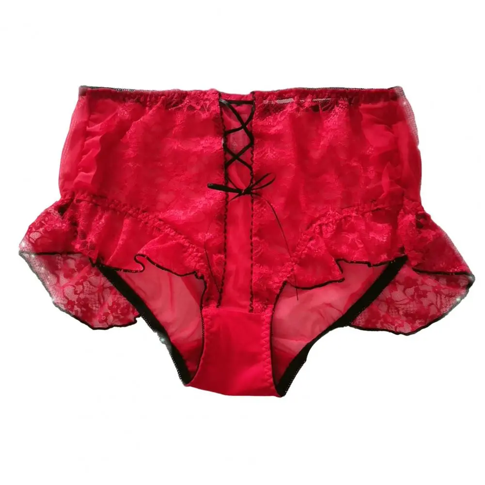 Japanese Style Plus Size Female White Panties Sweet Cross Bow Girl's Lingerie Kawaii Underwear Palace Ruffles Lace Briefs 6XL