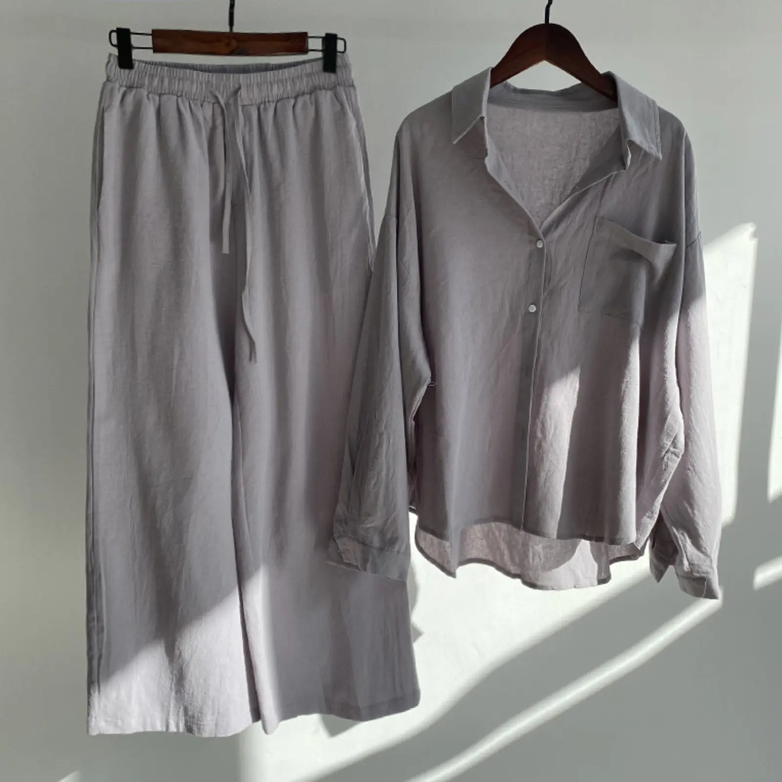 Sprind Summer Cotton Linen Women's 2 Piece Sets Outfits Printed Elegant Casual Plus Size Matching Set Women's Suit Blouse Pants