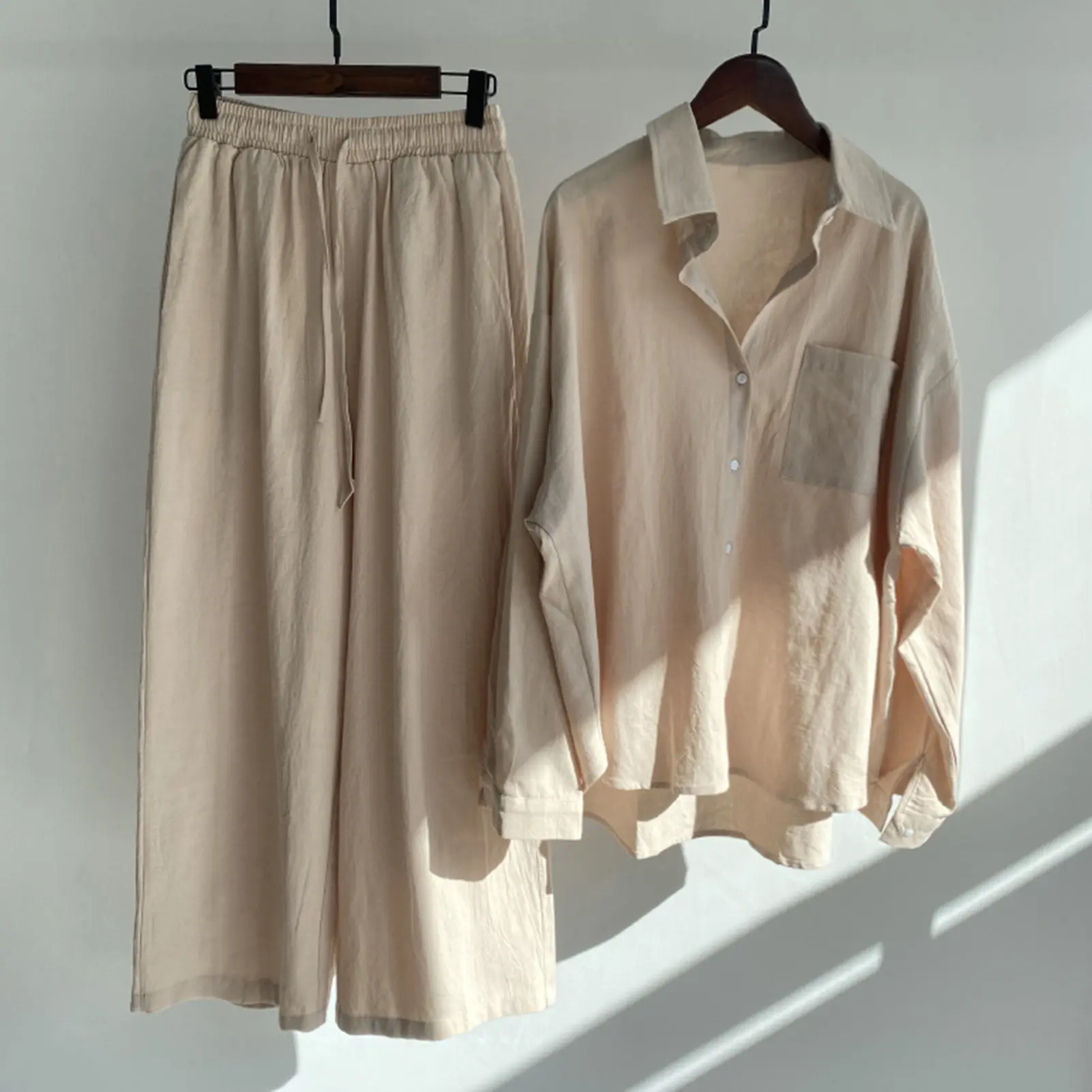 Sprind Summer Cotton Linen Women's 2 Piece Sets Outfits Printed Elegant Casual Plus Size Matching Set Women's Suit Blouse Pants