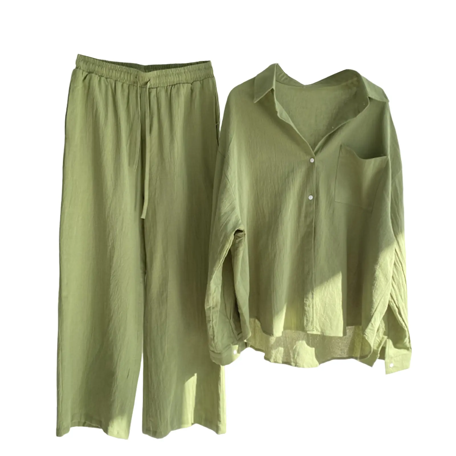 Sprind Summer Cotton Linen Women's 2 Piece Sets Outfits Printed Elegant Casual Plus Size Matching Set Women's Suit Blouse Pants