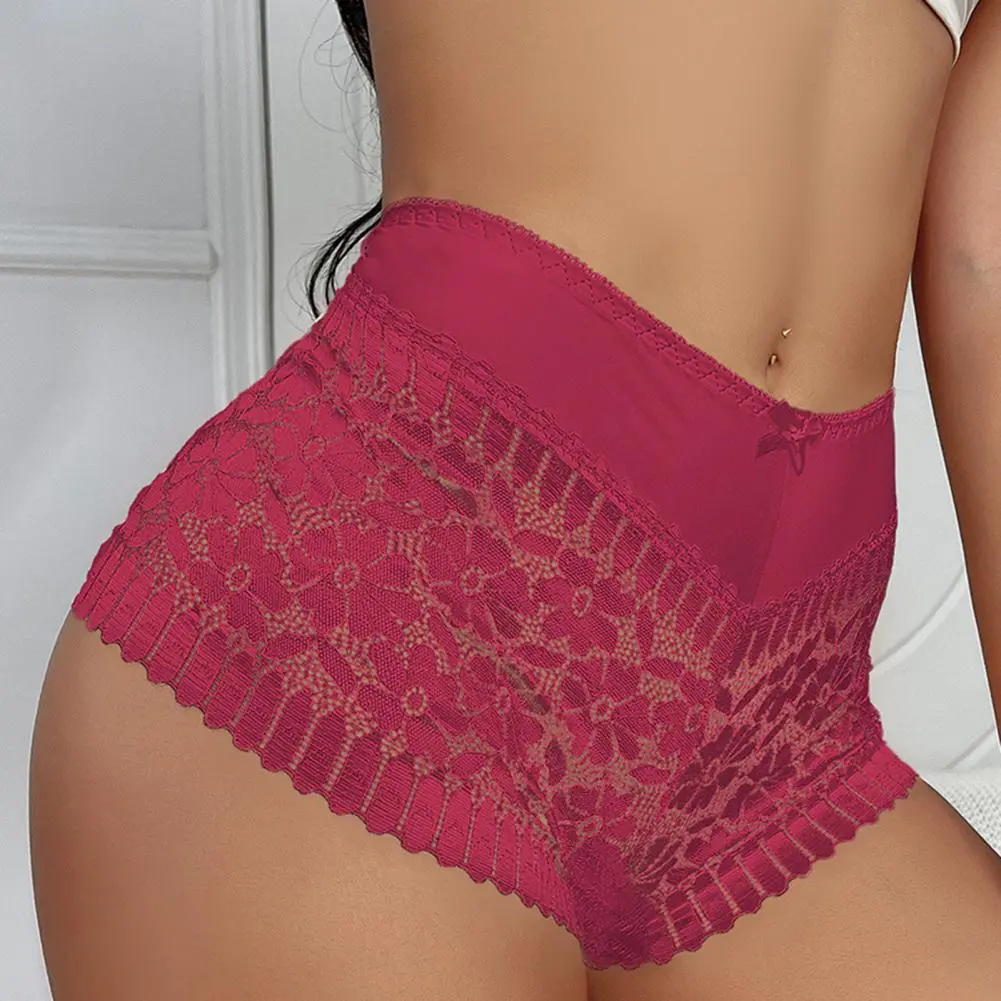 Women's Panties Hollow Boxer Shorts Sexy Lace Mid-Waist Breathable Transparent Underwear Panties Sexy Lingerie