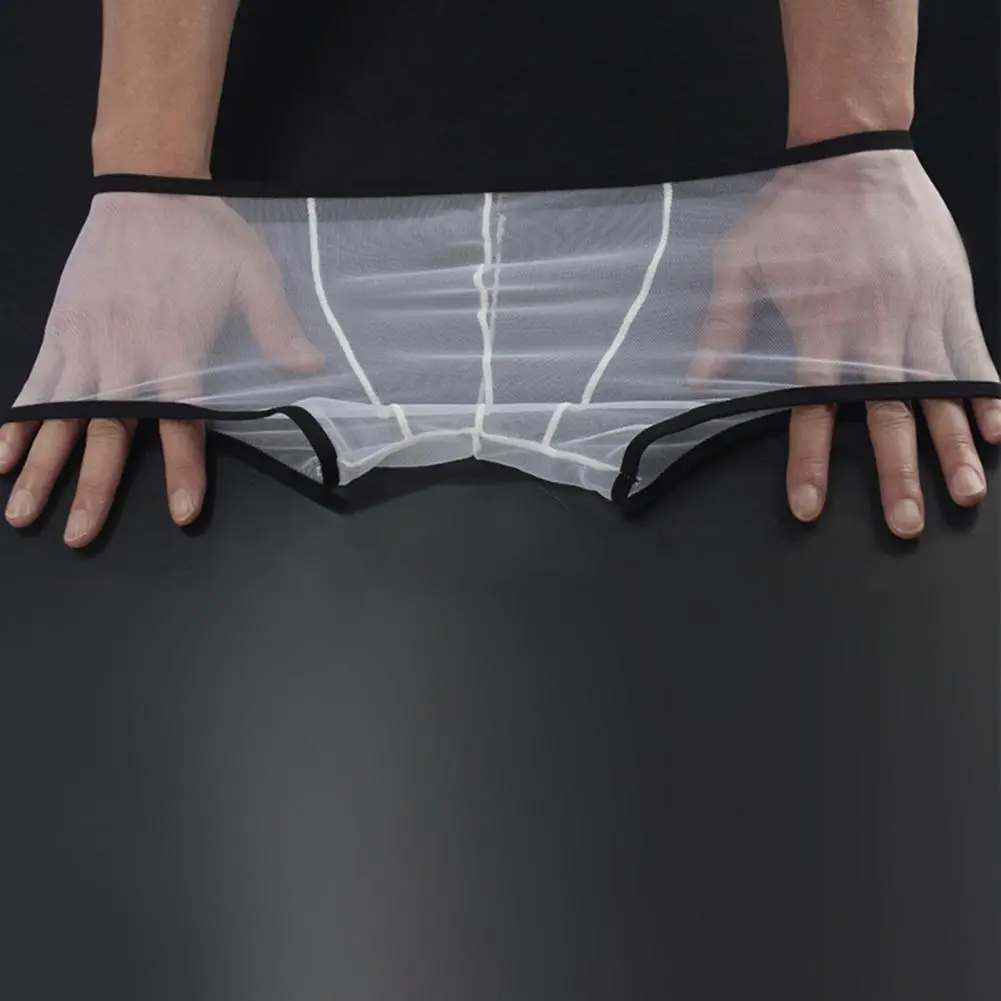 Transparent Boxers for Men Large Hole Low Waist Stretch Mesh Underwear Breathable Solid Panties Shorts Men Underwear