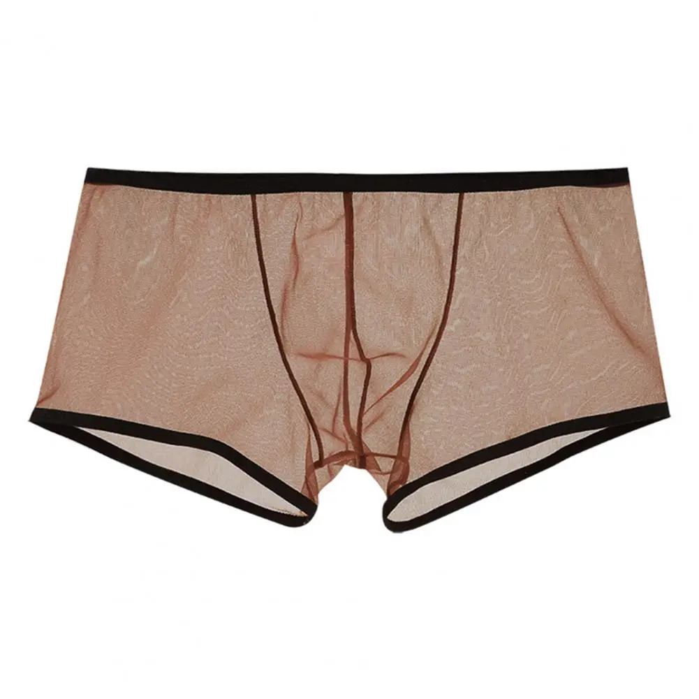 Transparent Boxers for Men Large Hole Low Waist Stretch Mesh Underwear Breathable Solid Panties Shorts Men Underwear