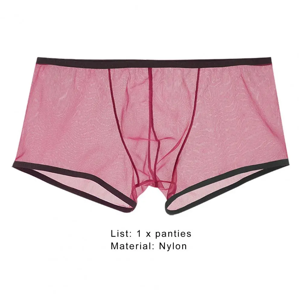 Transparent Boxers for Men Large Hole Low Waist Stretch Mesh Underwear Breathable Solid Panties Shorts Men Underwear