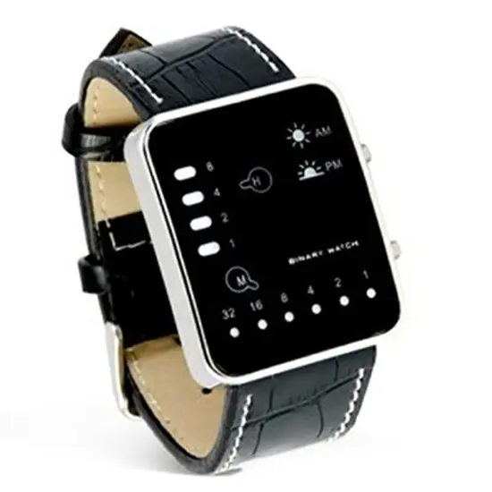 Men's Fashion Watch Sports Digital Binaries LED Display Faux Leather Strap Wrist Watch reloj hombre часы мужские наручные