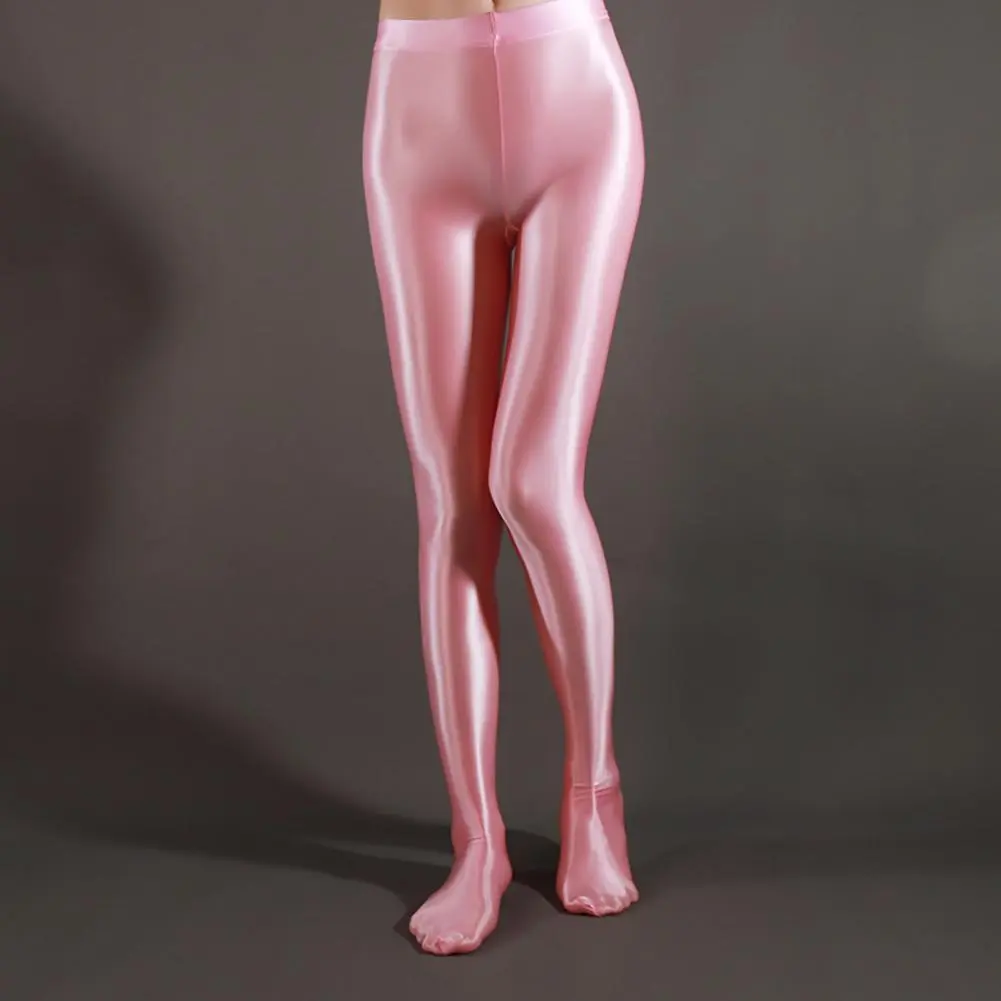 Sexy Leggings Women Summer Candy Color Gloss Woman Pants Tight Thin Small Leg Brown Pants Fashion Streetwear Green Pants
