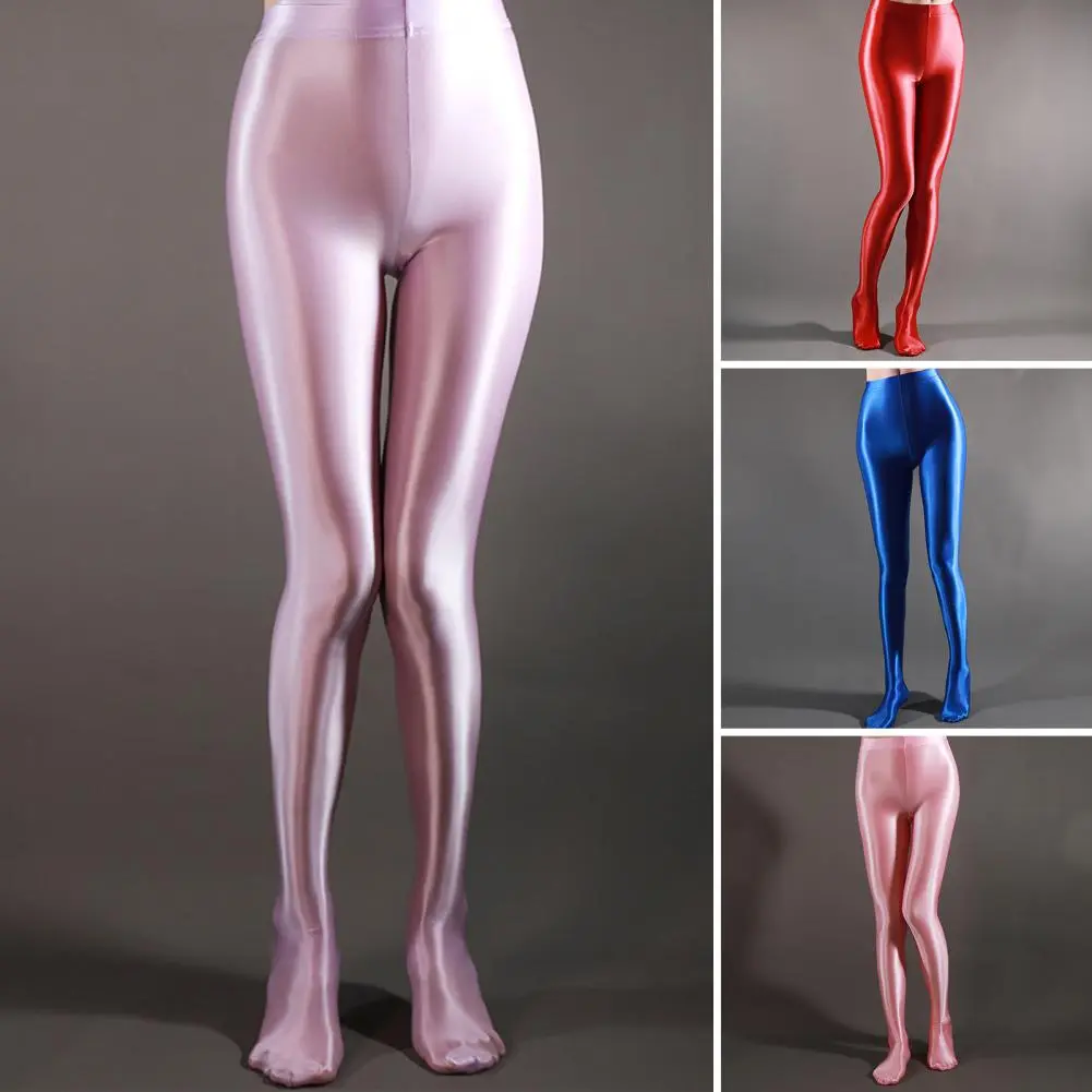 Sexy Leggings Women Summer Candy Color Gloss Woman Pants Tight Thin Small Leg Brown Pants Fashion Streetwear Green Pants