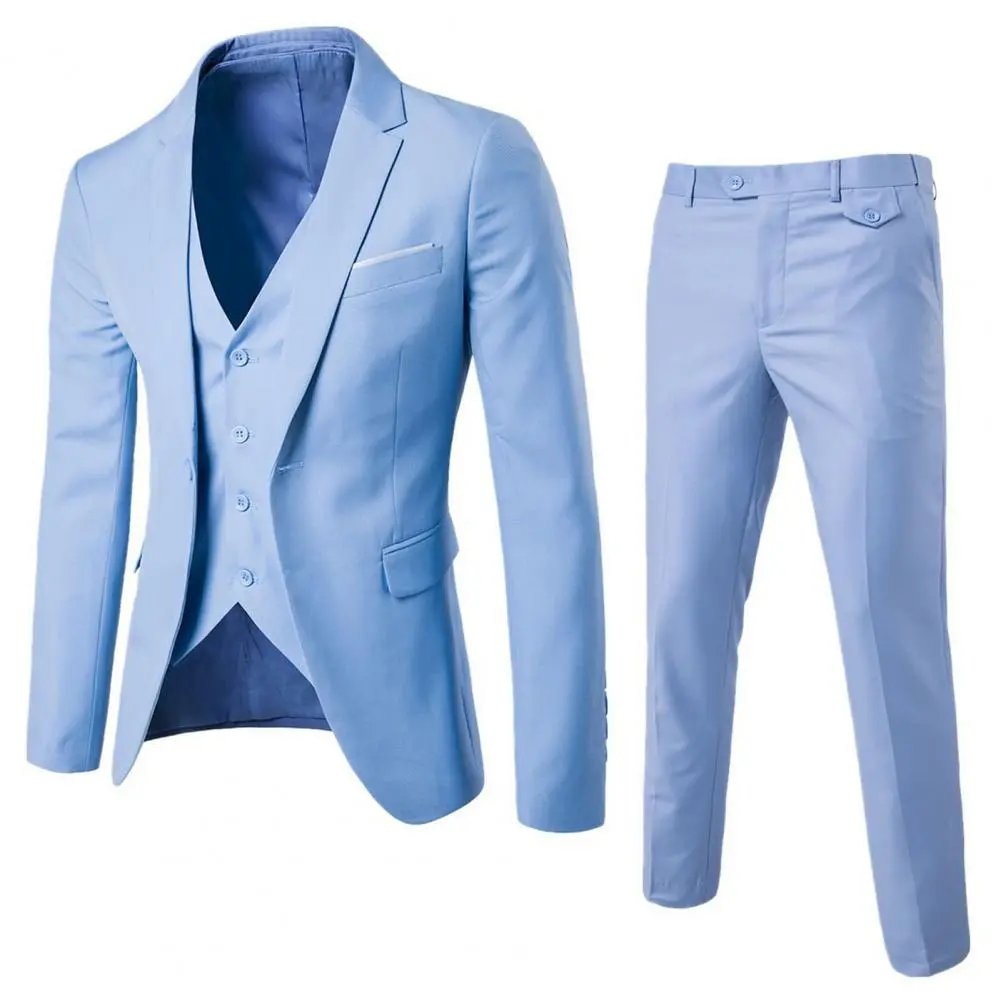 Luxury 2 piece men s wedding suit fashion men s slim solid color business office suit sets large size men pants
