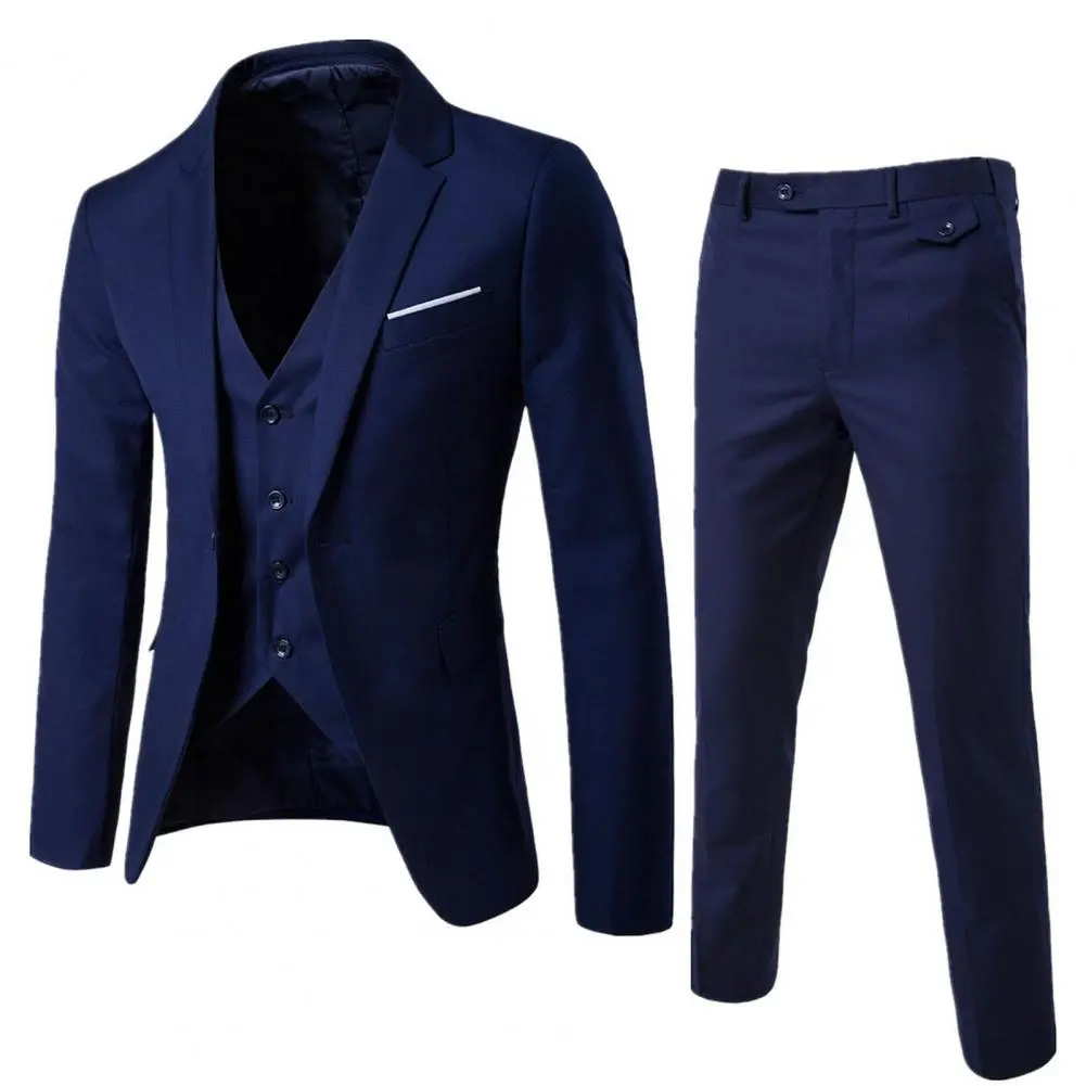 Luxury 2 piece men s wedding suit fashion men s slim solid color business office suit sets large size men pants