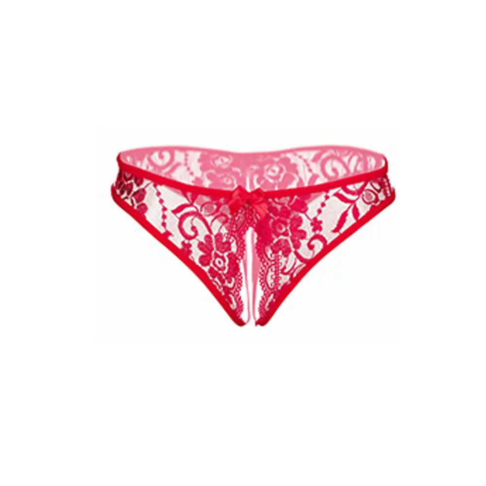Floral Lace Panties for Lady Female Bowknot Thong Women's Crotch Opening Underwear Sexy Lingerie for Women Erotic G-String