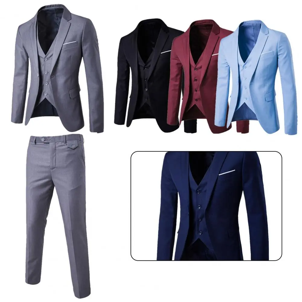 Luxury 2 piece men s wedding suit fashion men s slim solid color business office suit sets large size men pants