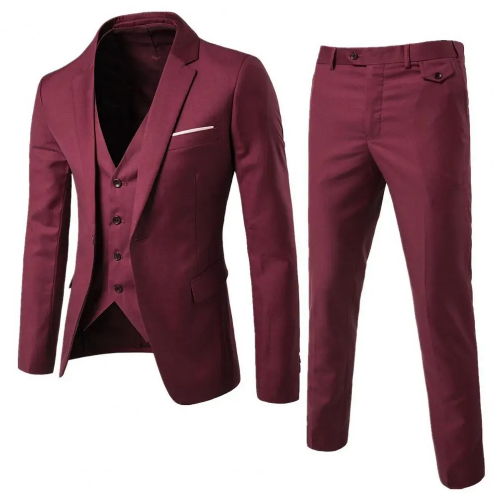 Luxury 2 piece men s wedding suit fashion men s slim solid color business office suit sets large size men pants