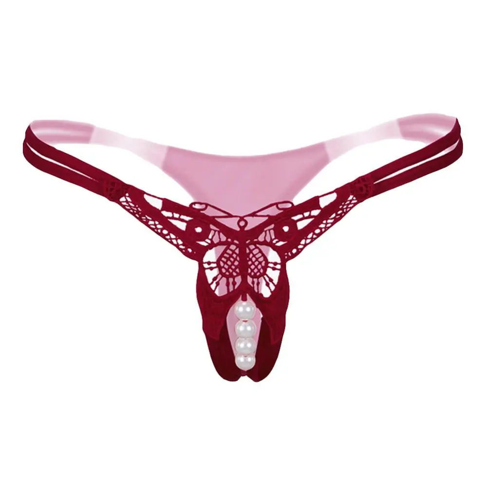 Women Underwear Pearl Lingerie G-Stings Panties Briefs Thong Panties Ladies Hollow Girls Embroidery Lace Panty Erotic Costumes