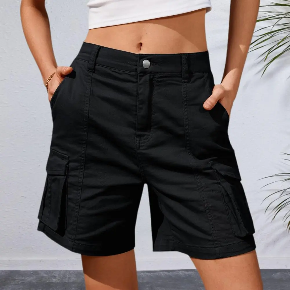 Women High Waist Cargo Shorts American Style Streetwear Summer Wide Leg Pants Fashion Female Big Pocket Loose Shorts New