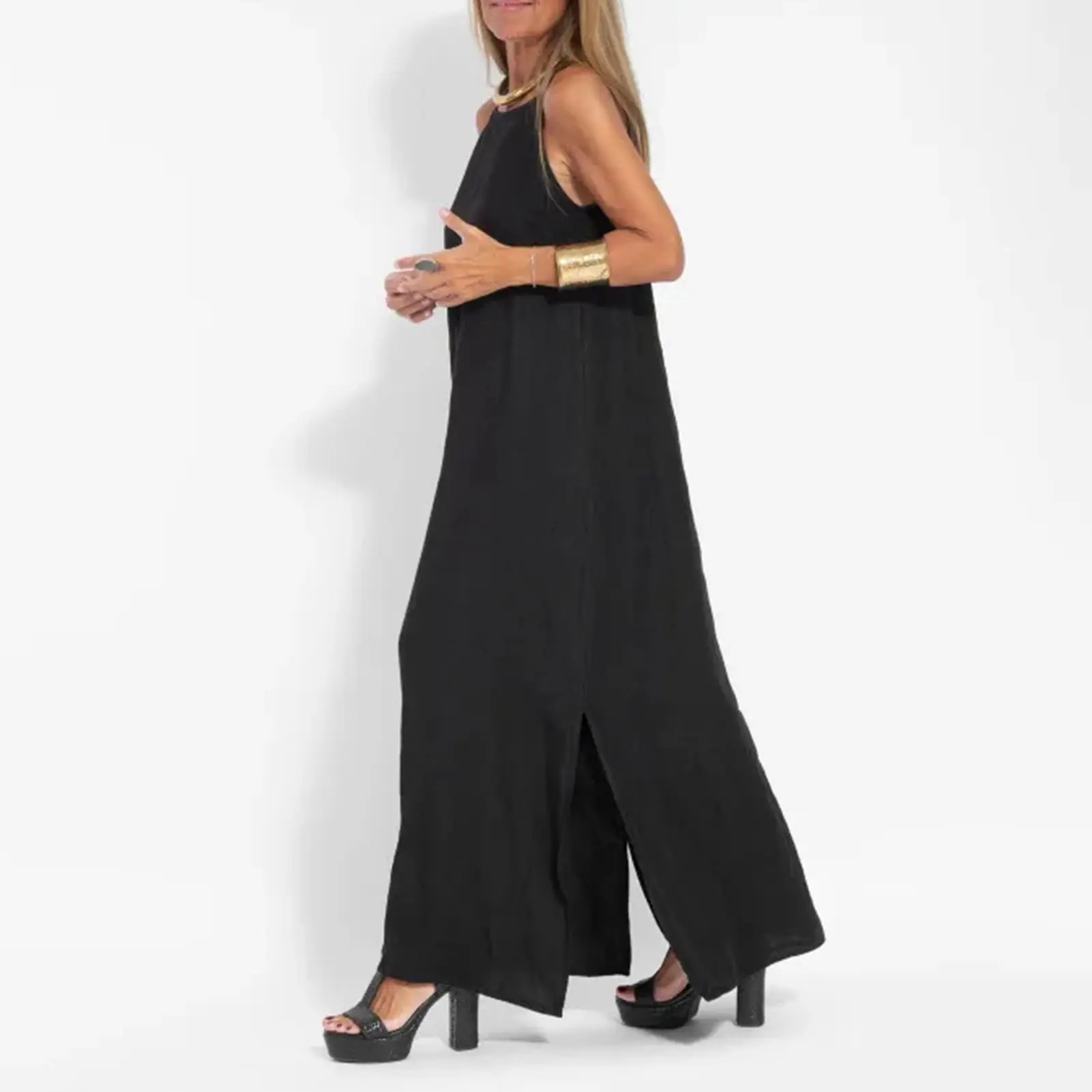 Vintage Women'S Dress Sexy Spaghetti Strap Casual Loose Holiday Beach Long Midi Party Elegant Dresses For Women 2023
