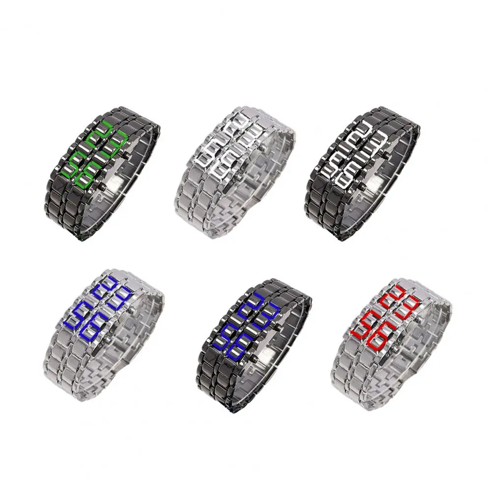 Men Digital Watch Large Screen Electroplated Men Watch Male Binary Steel Band Electronic Sport Watch Relogios Masculino