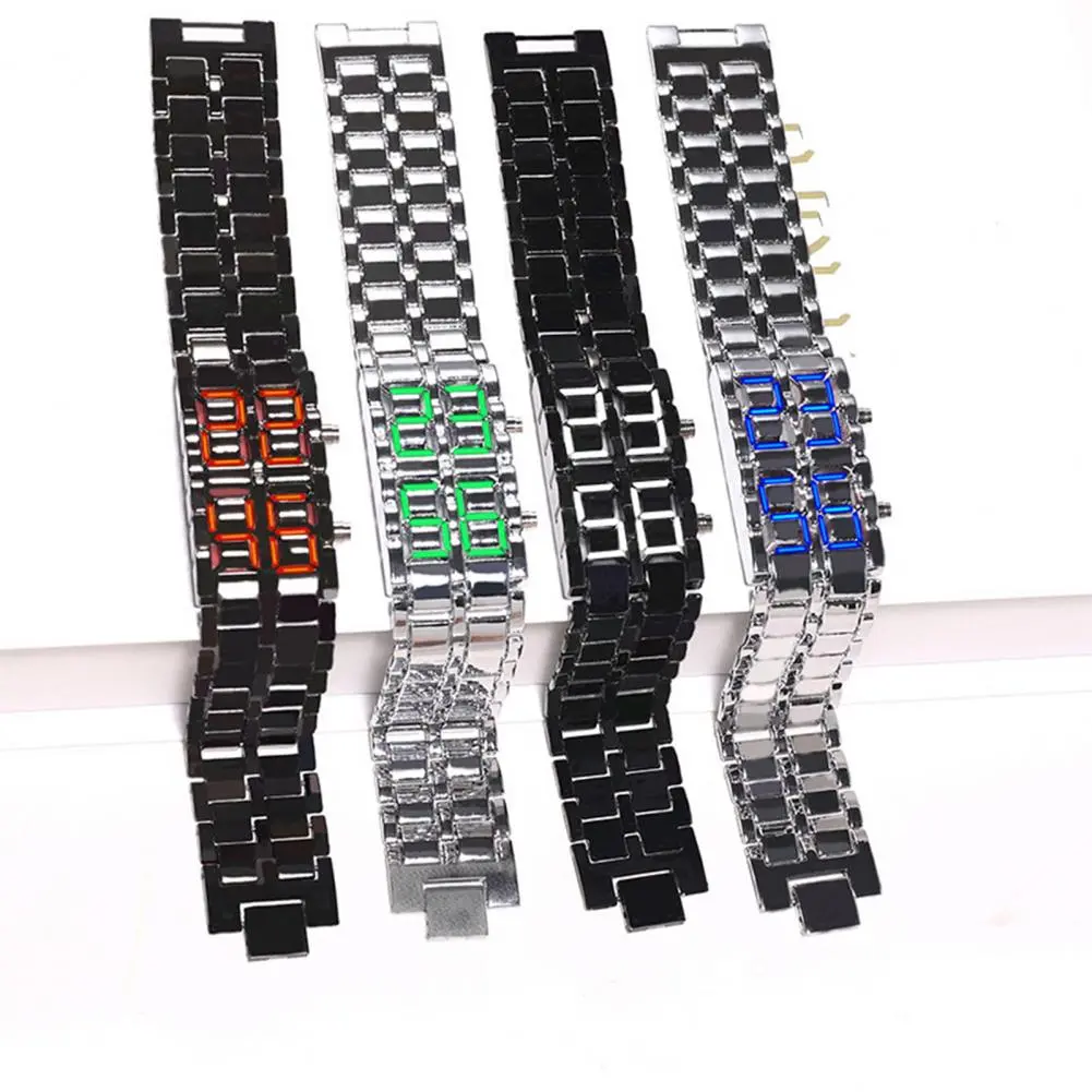 Men Digital Watch Large Screen Electroplated Men Watch Male Binary Steel Band Electronic Sport Watch Relogios Masculino