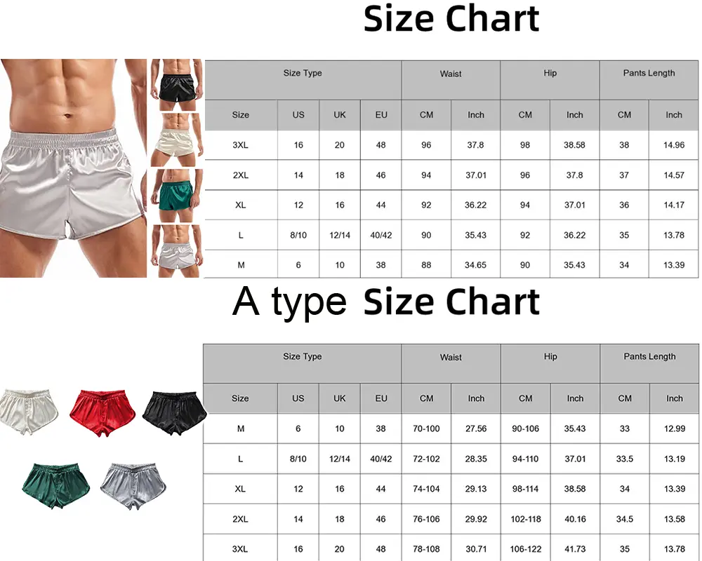 Summer Men Fashion Homewear Robes Shorts Pure Color Silk Satin Pajama Sleepwear Loungewear Underwear