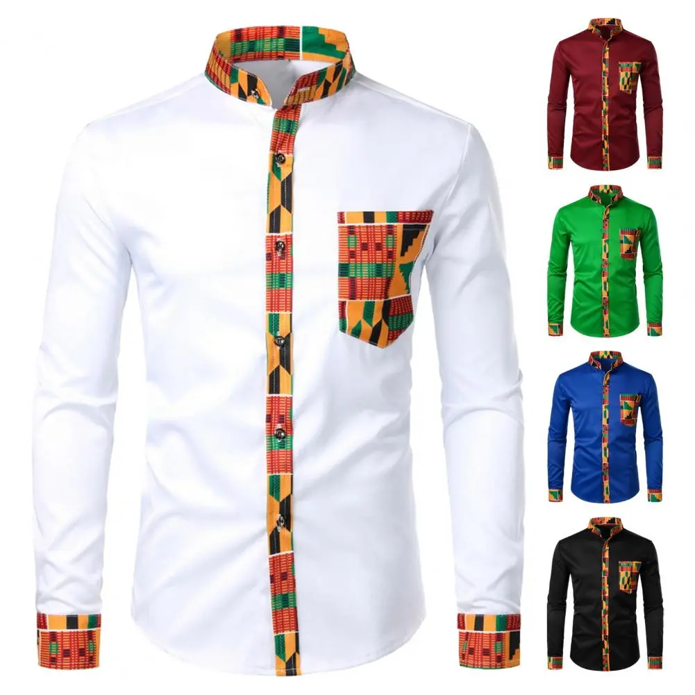2023 Autumn/winter New Casual Men's Checkered Shirt Splice Men's Long Sleeve Shirt