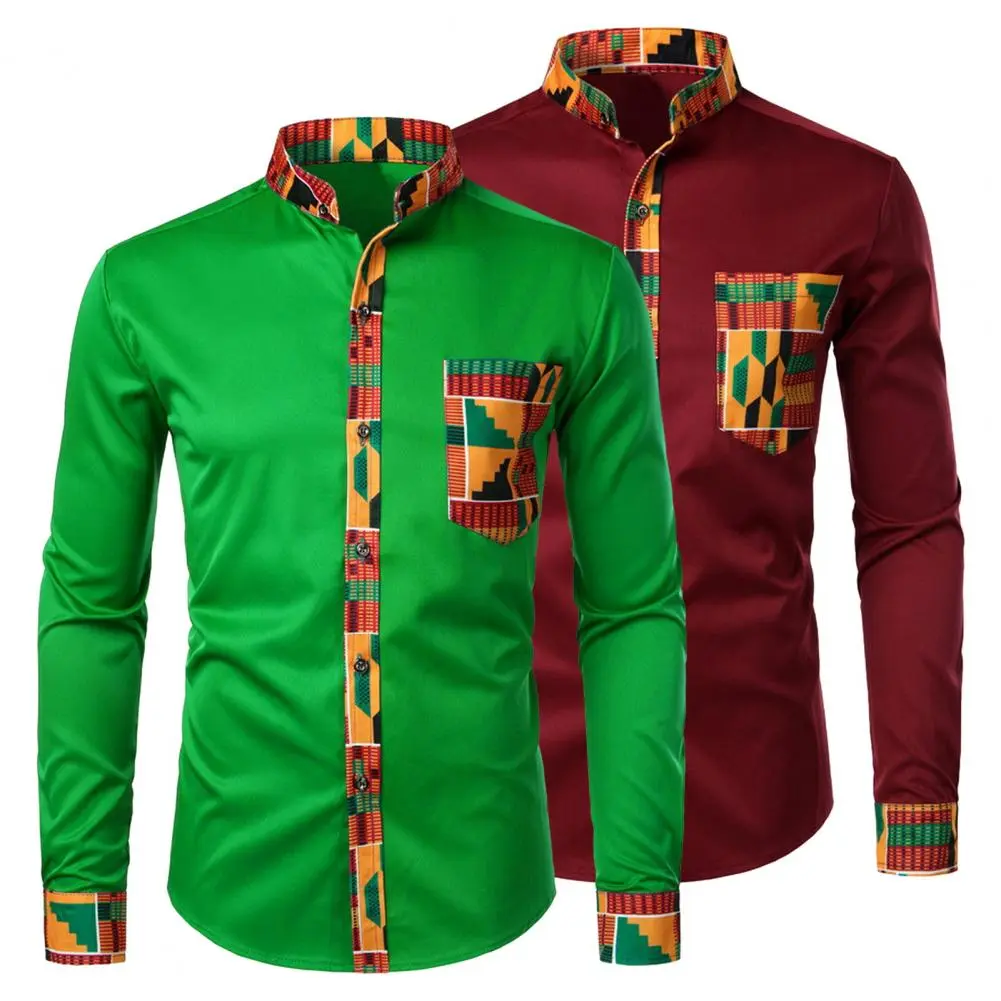 2023 Autumn/winter New Casual Men's Checkered Shirt Splice Men's Long Sleeve Shirt