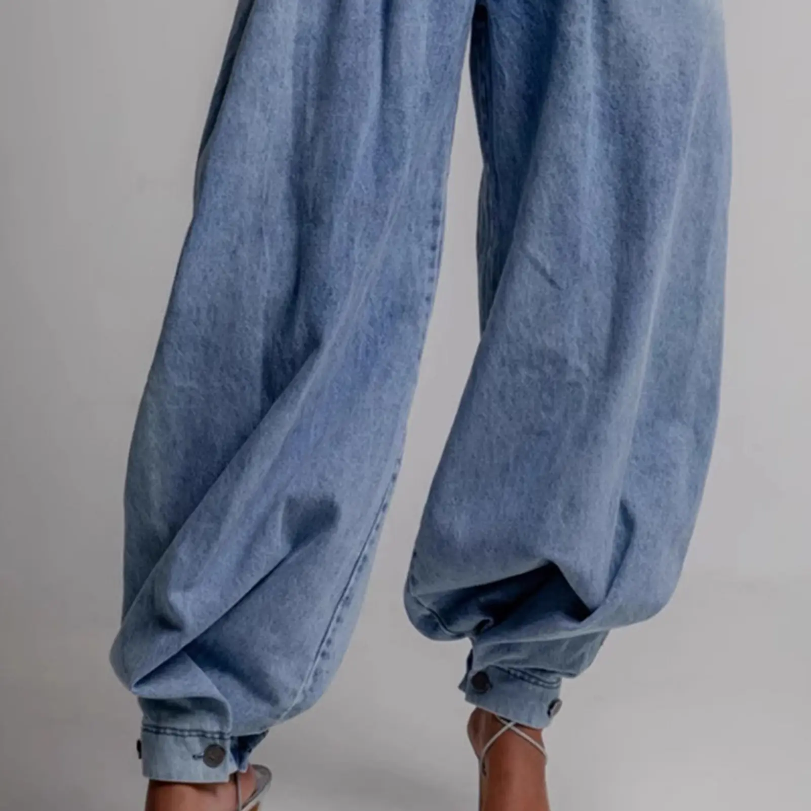 Lantern Pants Denim for Women 2025 Summer Autumn Retro Casual Baggy Harem Pants Soft High Waist Denim Bloomers