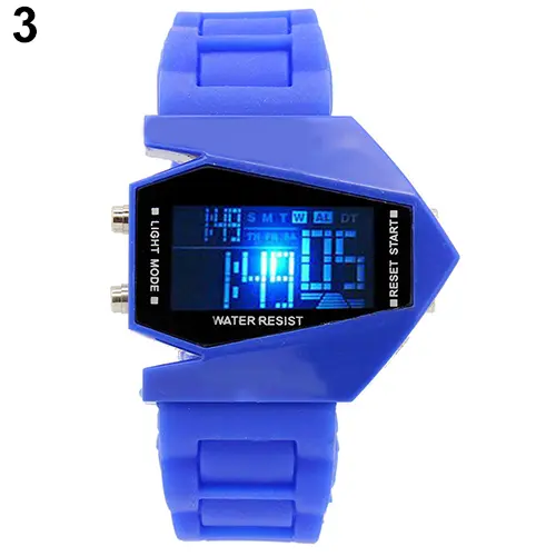 Cool Men's Oversized Design Light Digital Sports Plan Shaped Dial Electronics Wrist Watch