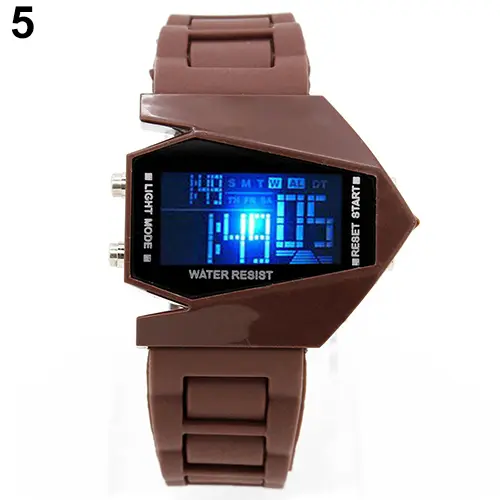 Cool Men's Oversized Design Light Digital Sports Plan Shaped Dial Electronics Wrist Watch