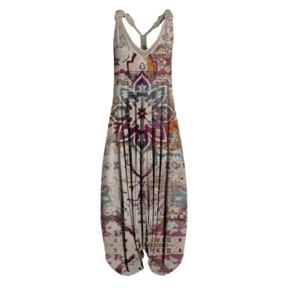 Harem Romper One-piece Jumpsuits Overalls Women Plus Size 5XL Abstract Print Casul Loose Oversized Suspender Backless Jumpsuit