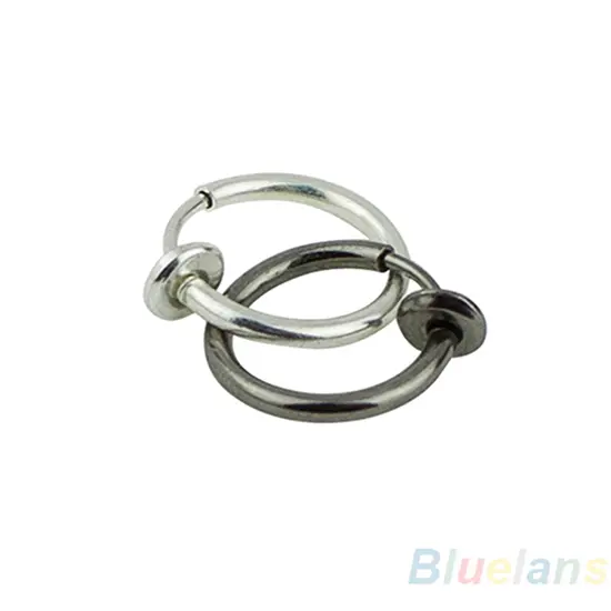 Hoop Clip on Earrings Step Diameter Circle Earring Punk Clip Stealth Spring Small Helix Retractable Ring Cuff Ear Ring Hoops