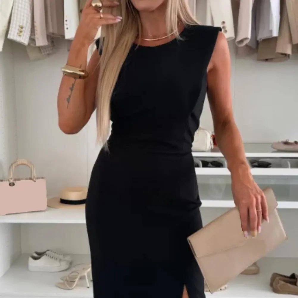 Fashion Summer Dresses 2025 Womens Dresses Bodycon Sleeveless Mini Dress White Red Black Dress Vacation Dresses Split