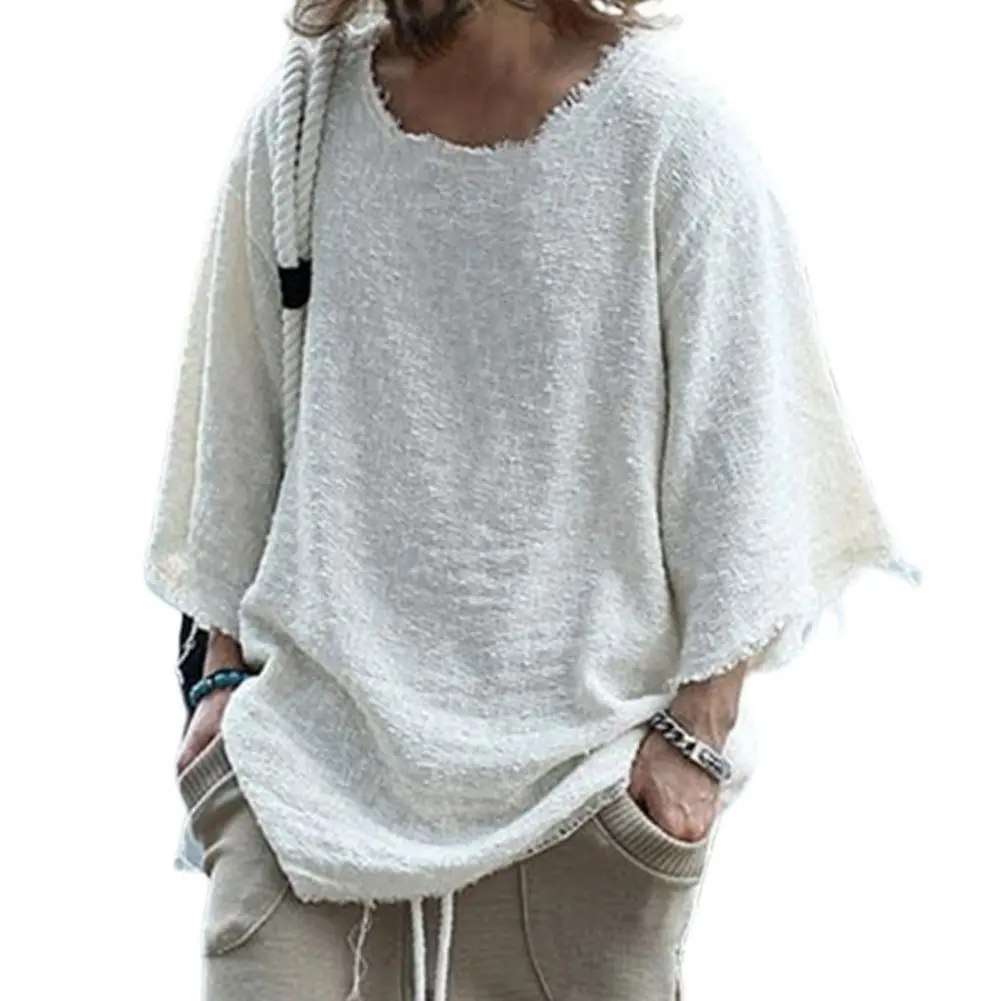 New Men's Linen Half Sleeve O-neck T Shirt Solid Color Oversize Casual Shirt Plus Size Streetwear  Shirts for Men