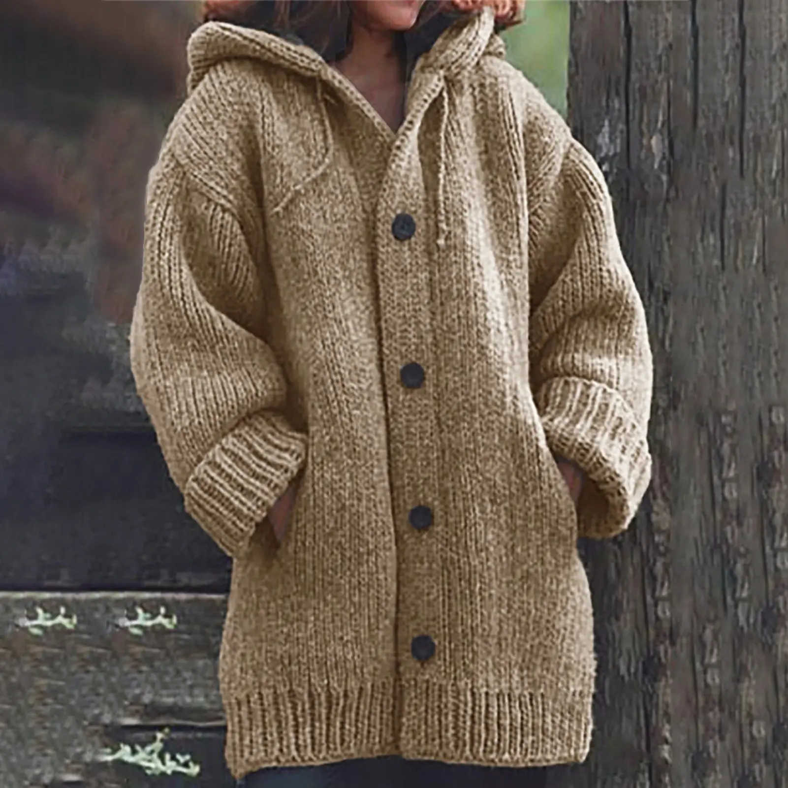 5xl Warm Autumn Winter Sweater Long Sleeve Cardigans Vintage Knitted Sweaters for Women 2023 Mid Length Coat Streetwear