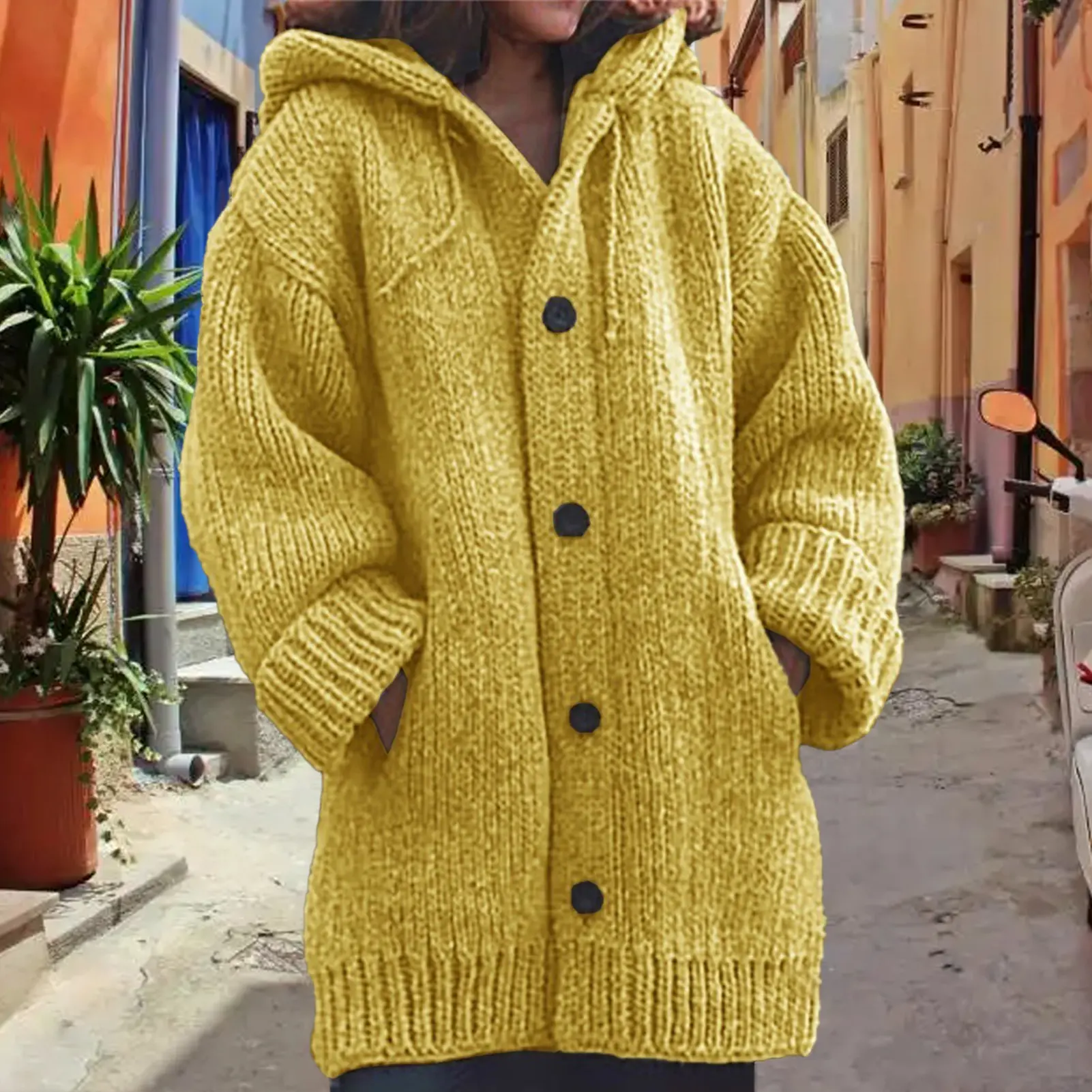 5xl Warm Autumn Winter Sweater Long Sleeve Cardigans Vintage Knitted Sweaters for Women 2023 Mid Length Coat Streetwear