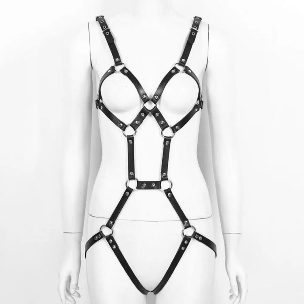 Sexy Leather Full Body Belt Bdsm Bondage Lingerie Garter Belt Leather Lingerie Goth Fetish Clothing Festival Rave Outfit