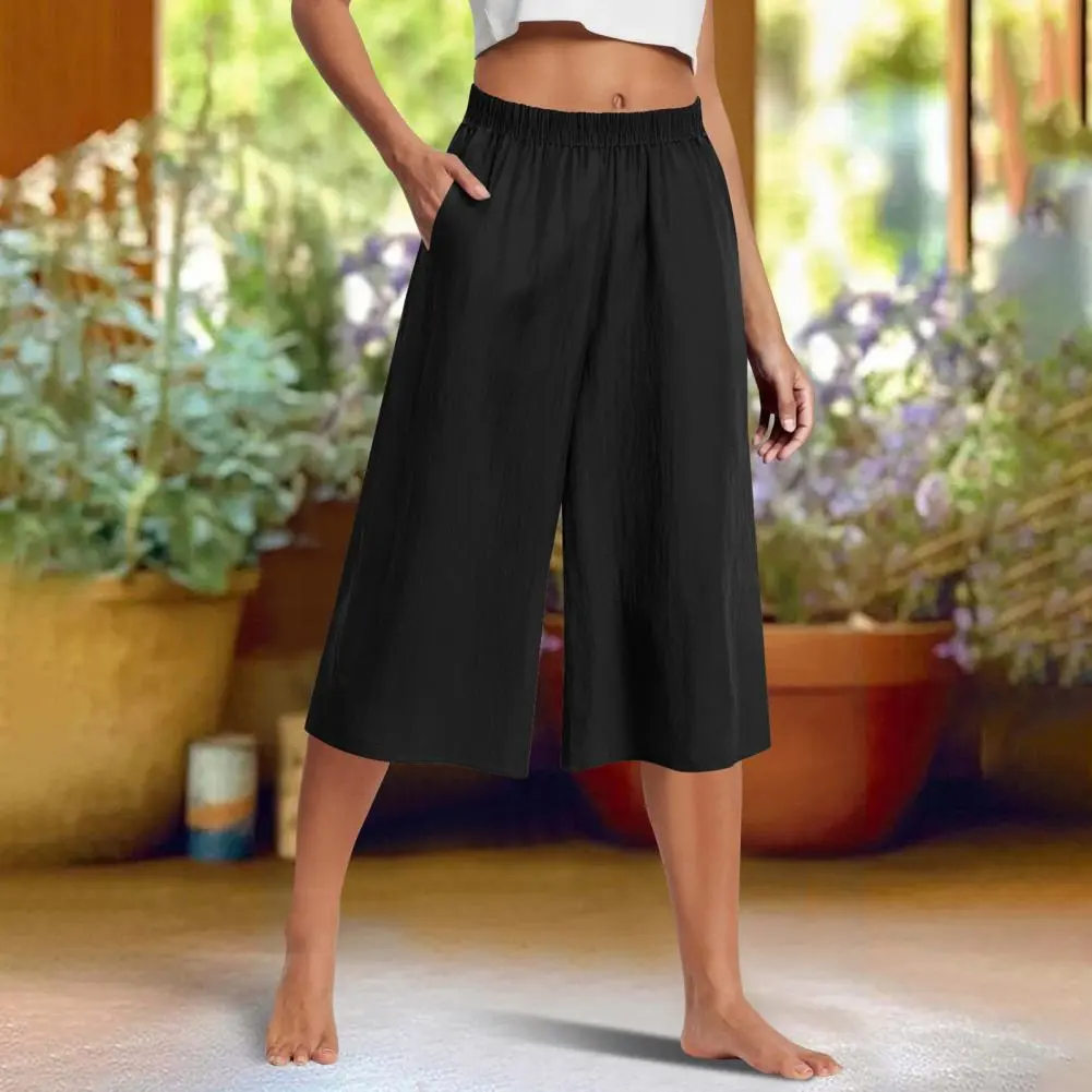2025 Women Spring Summer Vintage Boho Cotton Linen Beach Pants Female High Waist Solid Loose Pockets Trousers Casual Pantalones