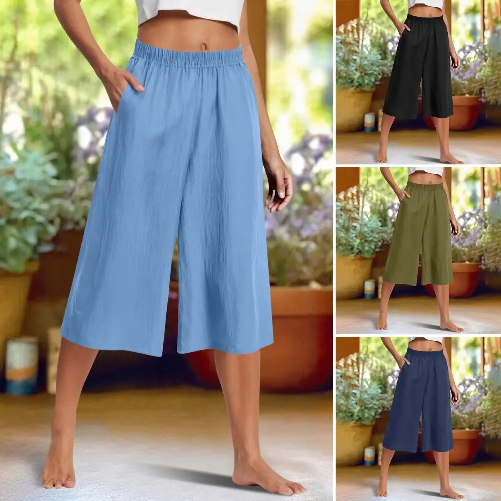 2025 Women Spring Summer Vintage Boho Cotton Linen Beach Pants Female High Waist Solid Loose Pockets Trousers Casual Pantalones