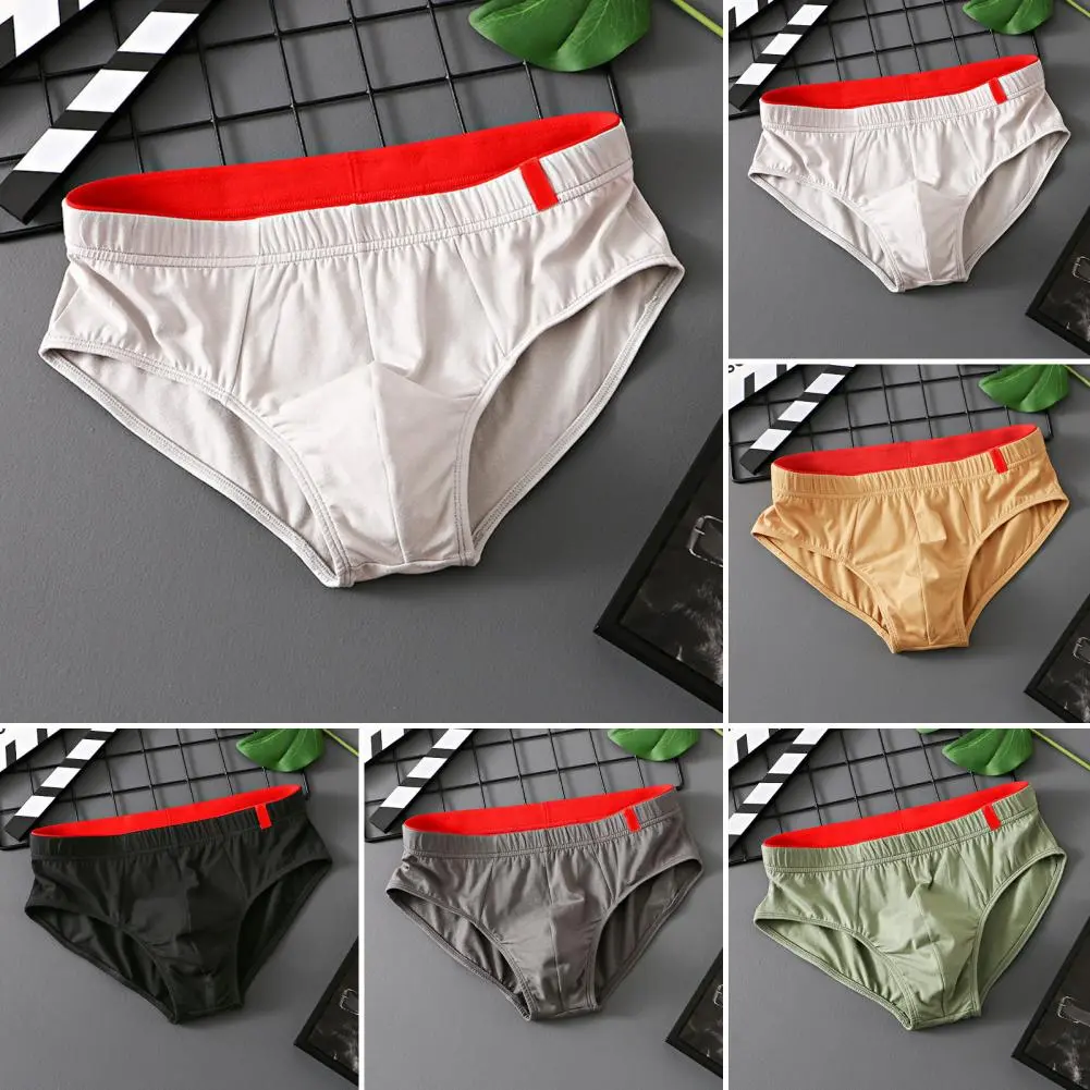 Cool Solid Cotton Briefs Men's Convex Pouch Panties Youth Fasion Lingerie Low Rise Breathable Men's Comfortable Underwear