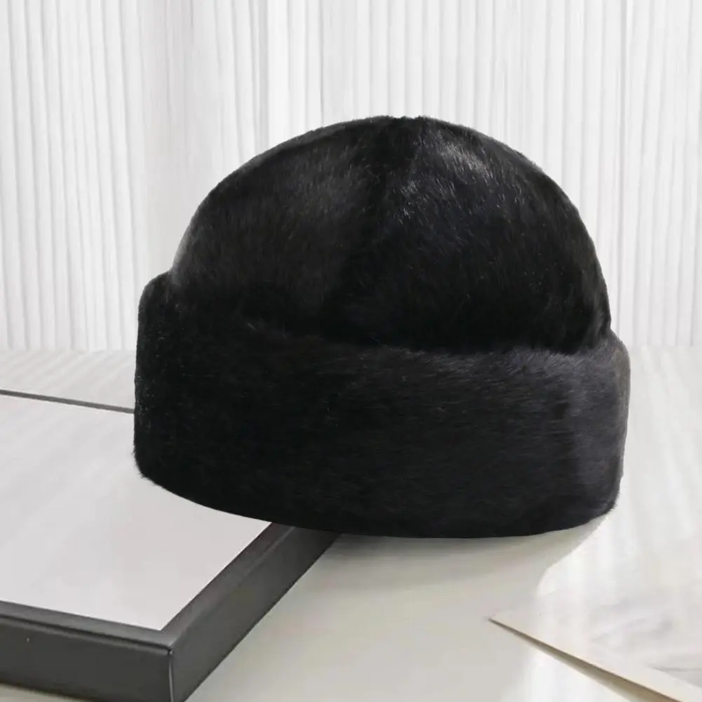 Casual  Winter Hat Imitation Mink Unsex Docker Beanie Hats Thickened Soft President Hat for Outdoor