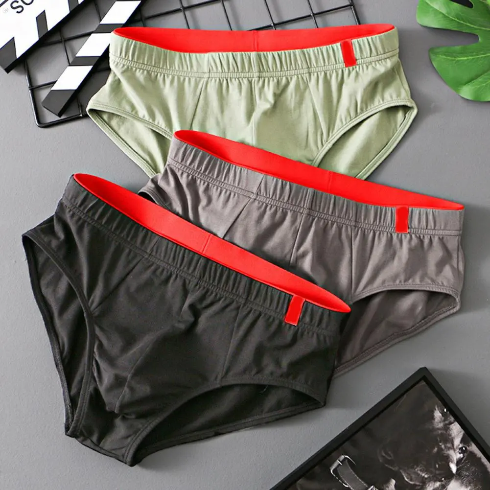 Cool Solid Cotton Briefs Men's Convex Pouch Panties Youth Fasion Lingerie Low Rise Breathable Men's Comfortable Underwear