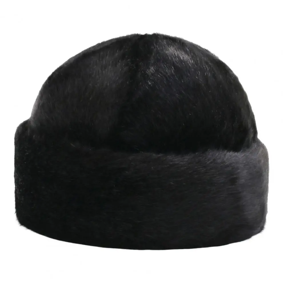 Casual  Winter Hat Imitation Mink Unsex Docker Beanie Hats Thickened Soft President Hat for Outdoor
