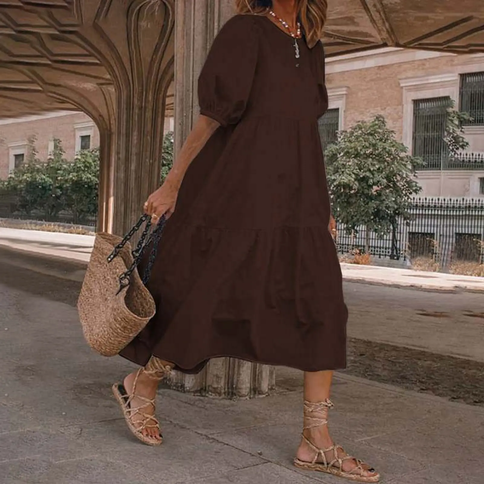 Loose Dress Women Summer Fashion Casual Streetwear 2025 Solid Button Black White Long Dress Female Party Vestidos