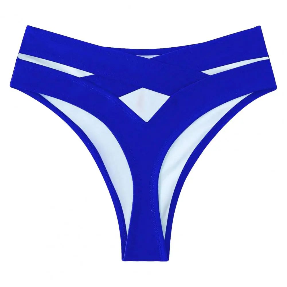 Women's Swimming Trunks Bikini Panties High Waist Swimwear Bottom Solid Color Female Swimsuit Briefs Beachwear Bathing Suits