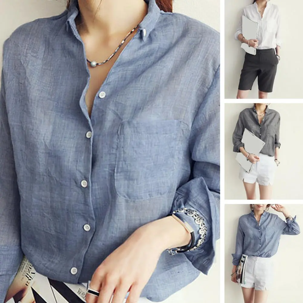 Chemisier Femme Womens Tops Fashion 2022 Summer Linen White Shirt Women Long Sleeve Blouse Korean Woman Clothes Roupas Femininas