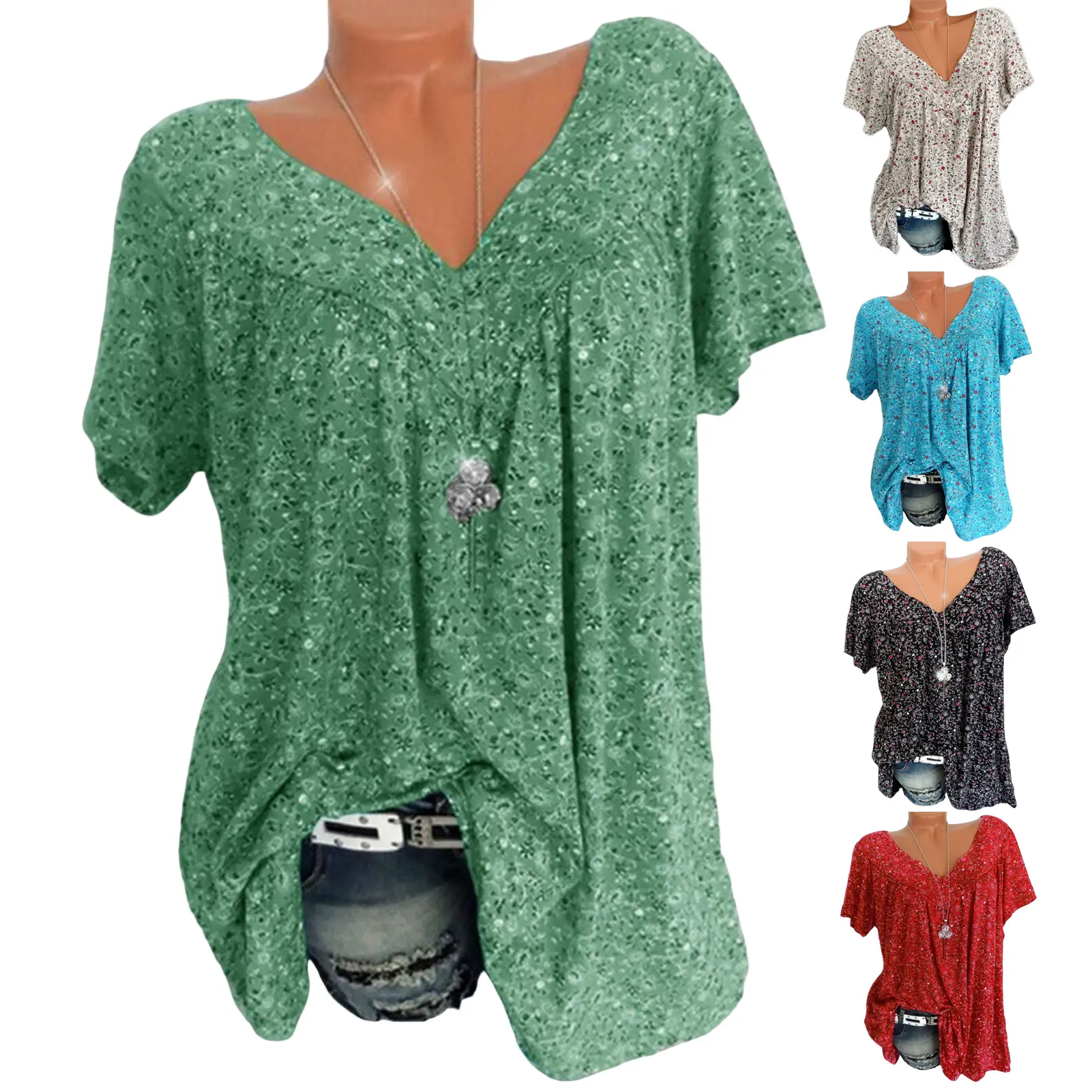 2025 Summer Short Sleeve Womens Blouses And Tops Loose White Lace Patchwork Shirt Big Size 4xl 5xl 6XLWomen Tops Casual Clothes