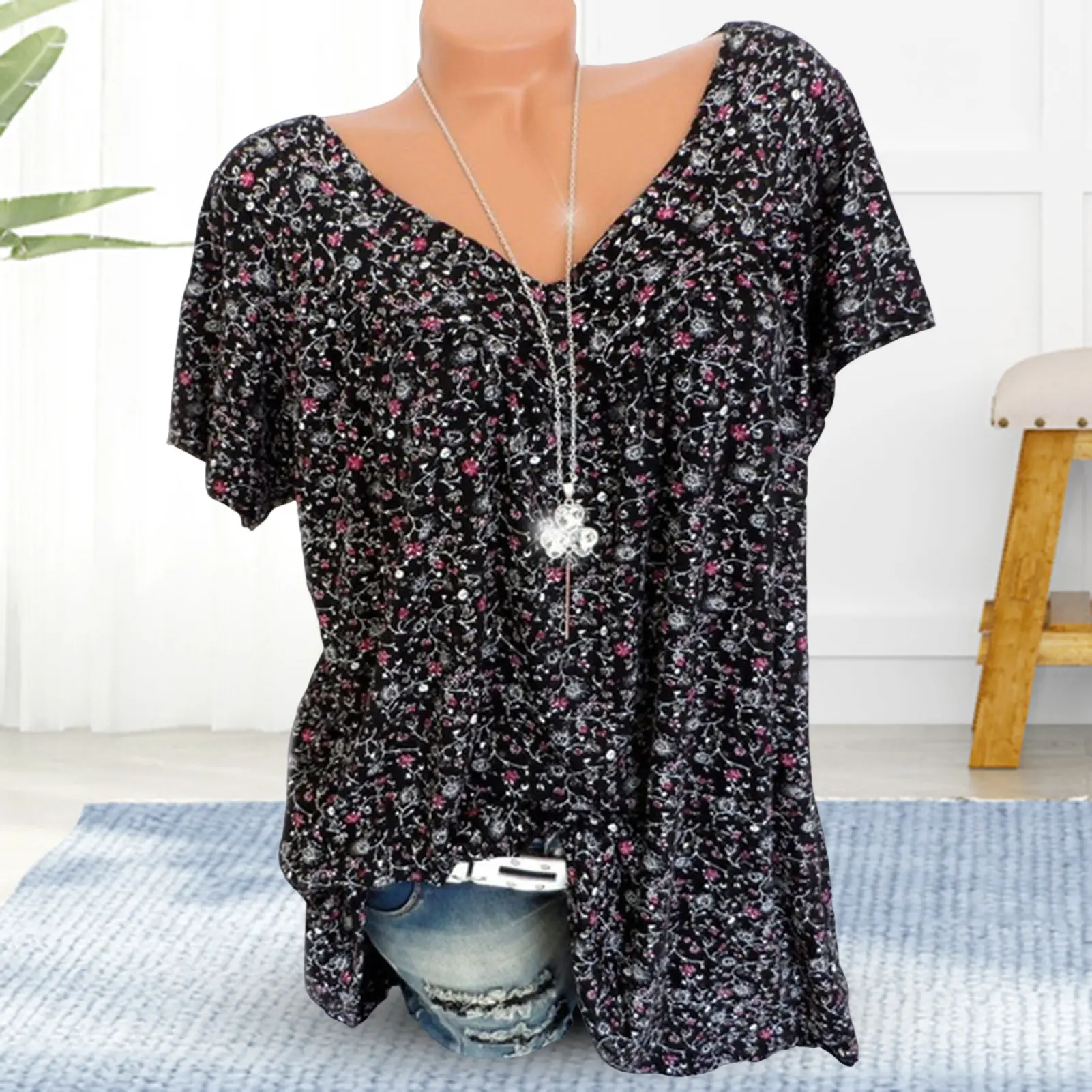 2025 Summer Short Sleeve Womens Blouses And Tops Loose White Lace Patchwork Shirt Big Size 4xl 5xl 6XLWomen Tops Casual Clothes