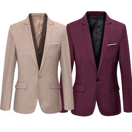 Men Blazers Slim Autumn Suit Business Formal Party Male Suit One Button Lapel Casual Long Sleeve Pockets Top Plus Size