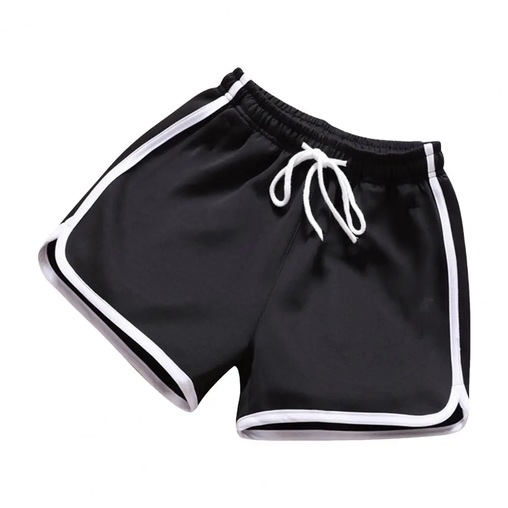 Solid Color Shorts Men's Drawstring Elastic Waist Summer Shorts Loose Fit Sport Pants for Beach Casual Jogging Above Knee Length